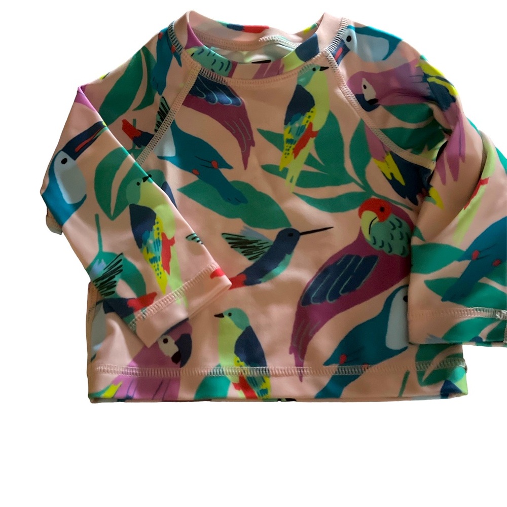 Tea brand size 3-6 months worn twice. Rash guard and ruffle bottom